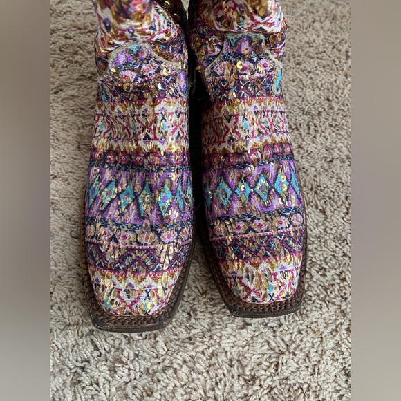 Tanner Mark TML37000 Purple Serape Square Toe Sequin Cowgirl Boot - Picture 11 of 12